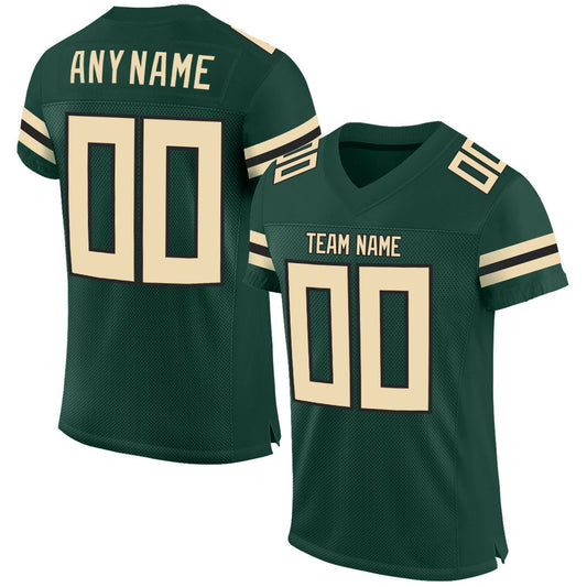 Custom Green Cream-Black Mesh Authentic Football Jersey - Sky-Custom