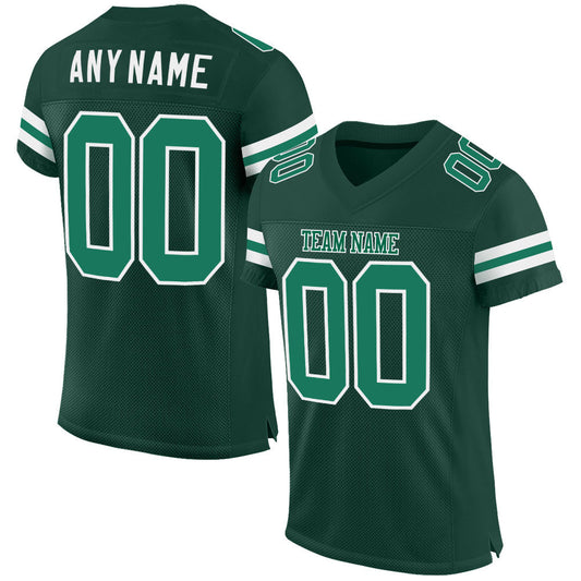 Custom Green Kelly Green-White Mesh Authentic Football Jersey - Sky-Custom