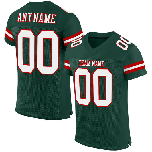 Custom Green White-Red Mesh Authentic Football Jersey - Sky-Custom