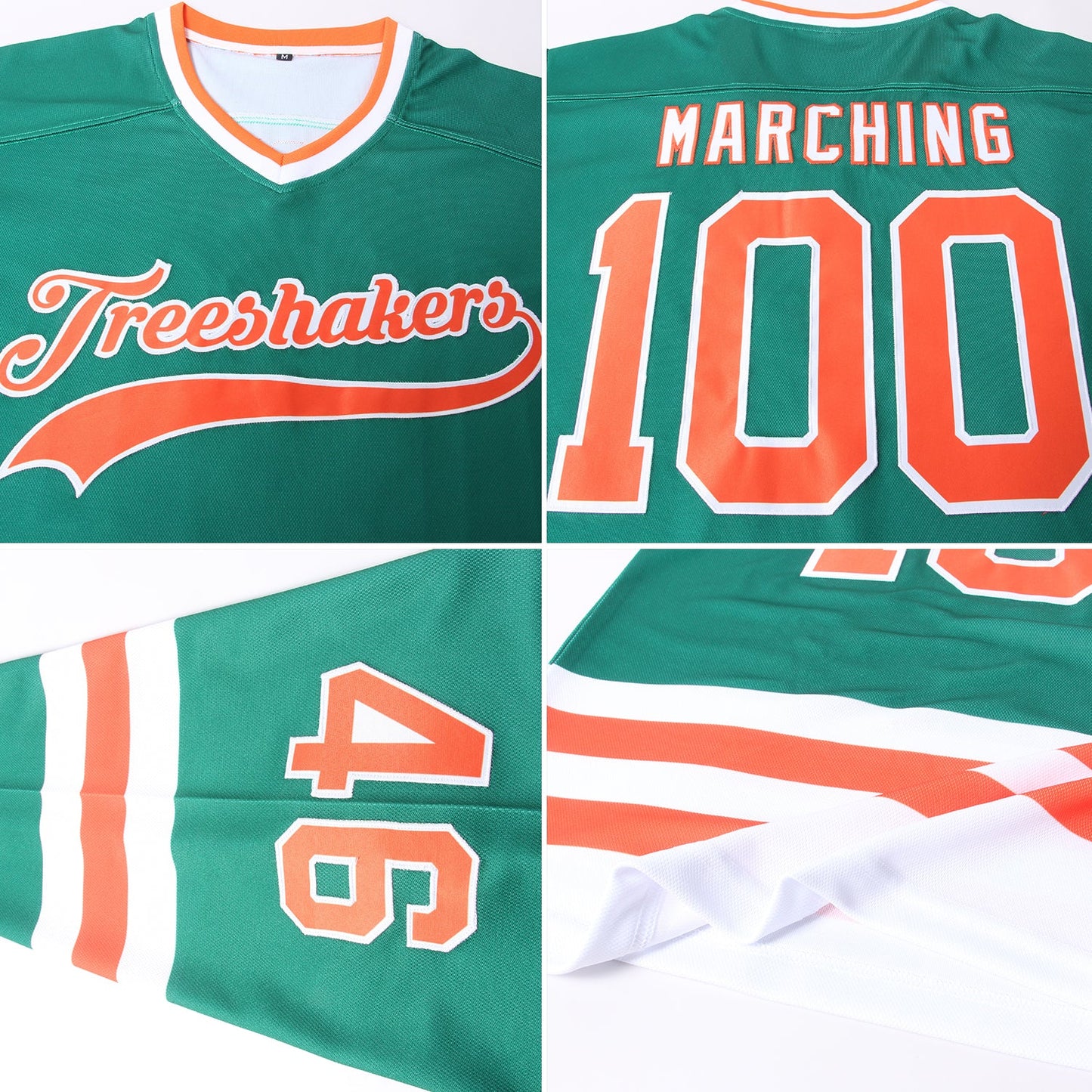 Custom Green Orange-White Hockey Jersey - Sky-Custom