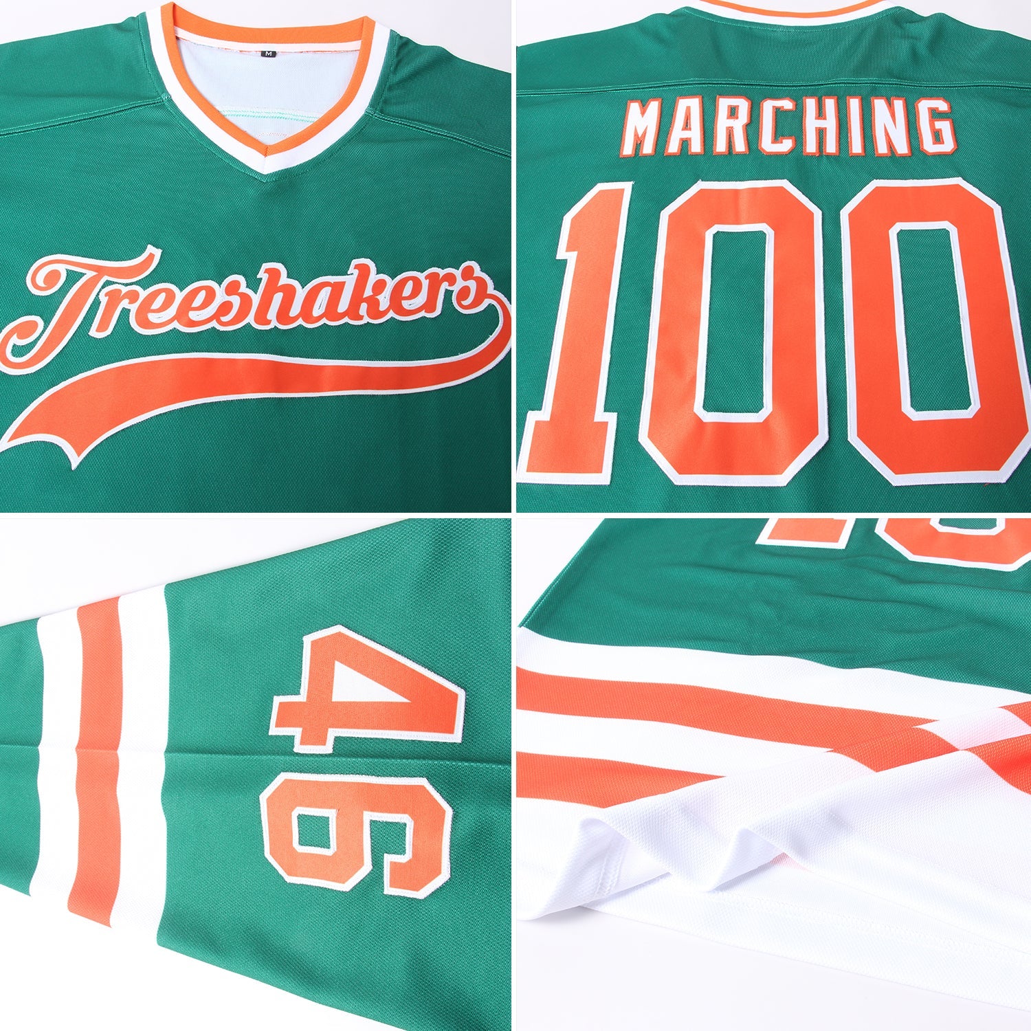 Custom Green Orange-White Hockey Jersey - Sky-Custom