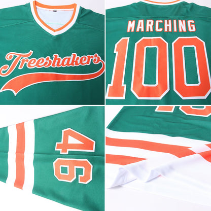 Custom Green Orange-White Hockey Jersey - Sky-Custom