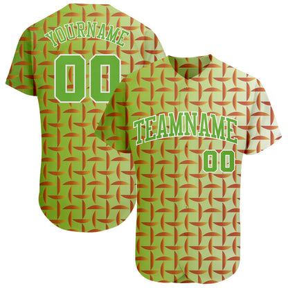 Custom Green Neon Green-White 3D Pattern Design Authentic Baseball Jersey - Sky-Custom