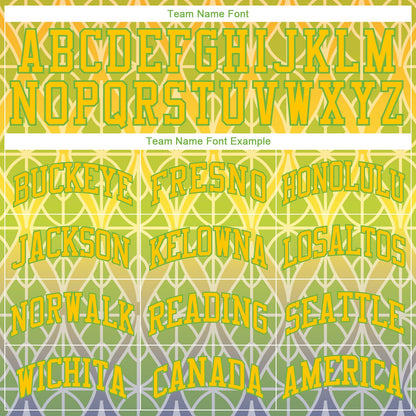 Custom Green Gold-Neon Green 3D Pattern Design Authentic Baseball Jersey - Sky-Custom