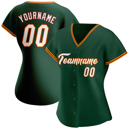 Custom Green White-Gold Authentic Baseball Jersey - Sky-Custom