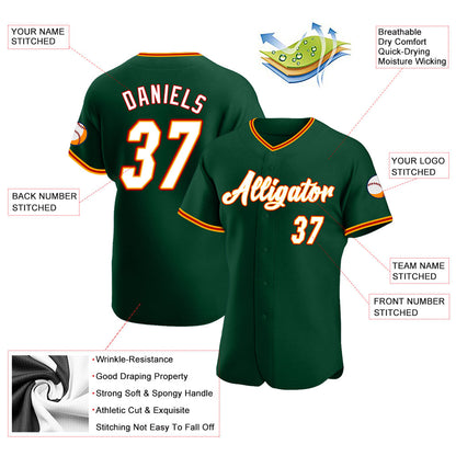 Custom Green White-Gold Authentic Baseball Jersey - Sky-Custom
