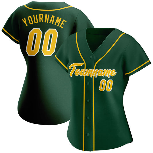 Custom Green Gold-White Authentic Baseball Jersey - Sky-Custom