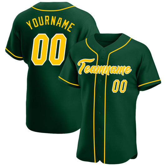Custom Green Gold-White Authentic Baseball Jersey - Sky-Custom