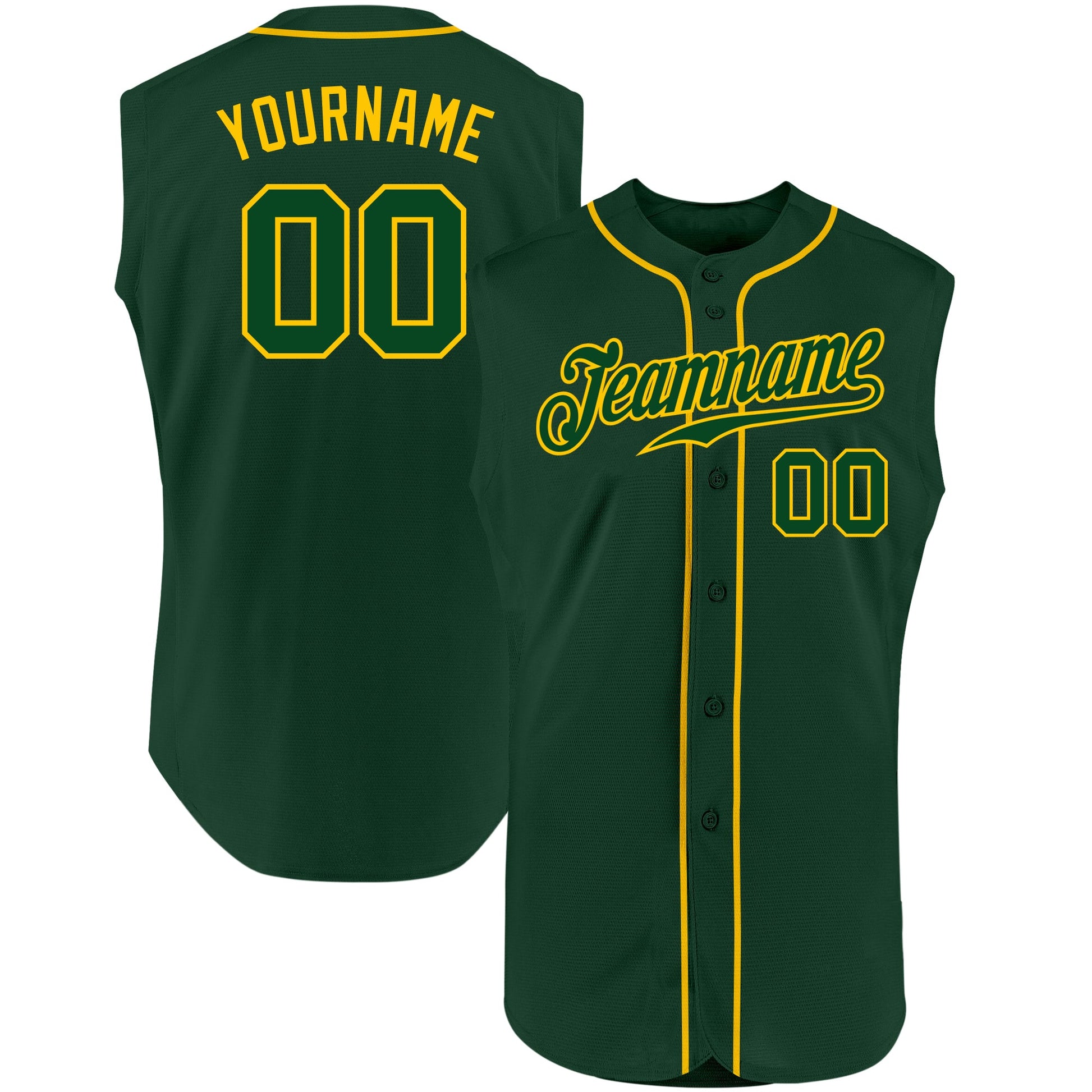 Custom Green Green-Gold Authentic Sleeveless Baseball Jersey - Sky-Custom