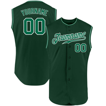 Custom Green Kelly Green-White Authentic Sleeveless Baseball Jersey - Sky-Custom