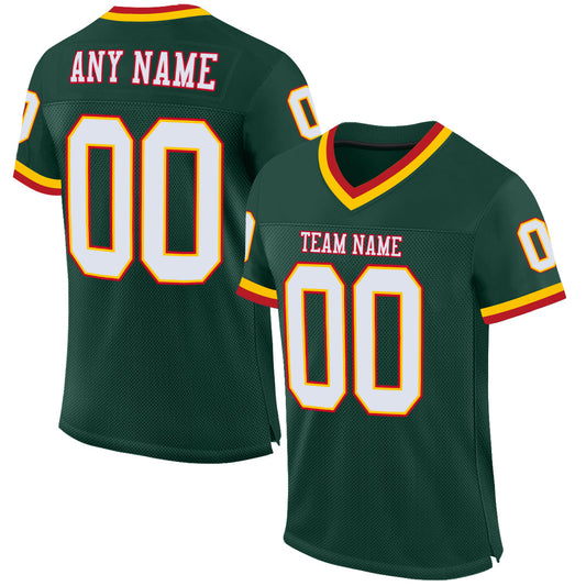 Custom Green White-Red Mesh Authentic Throwback Football Jersey - Sky-Custom