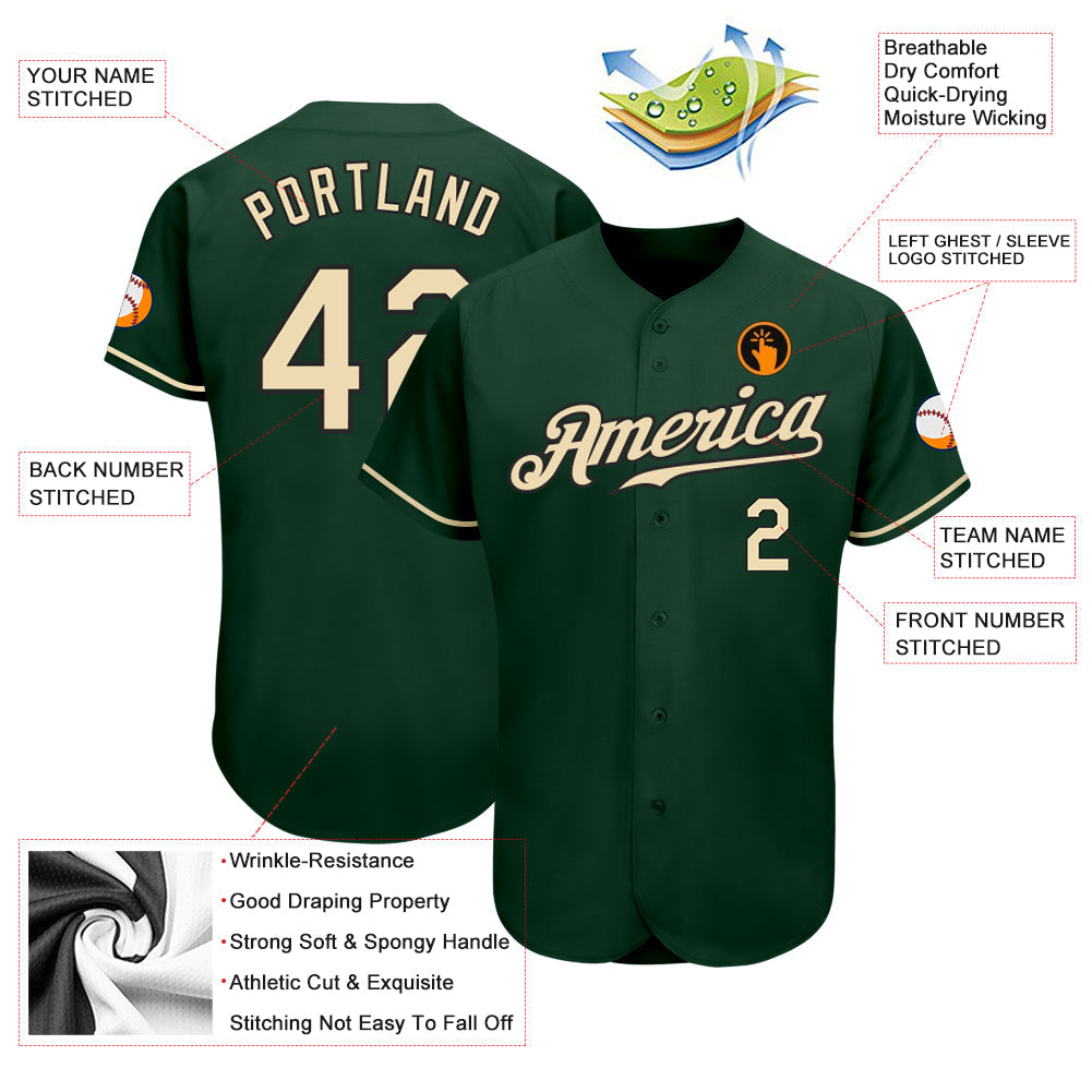 Custom Green Cream-Black Authentic Baseball Jersey - Sky-Custom