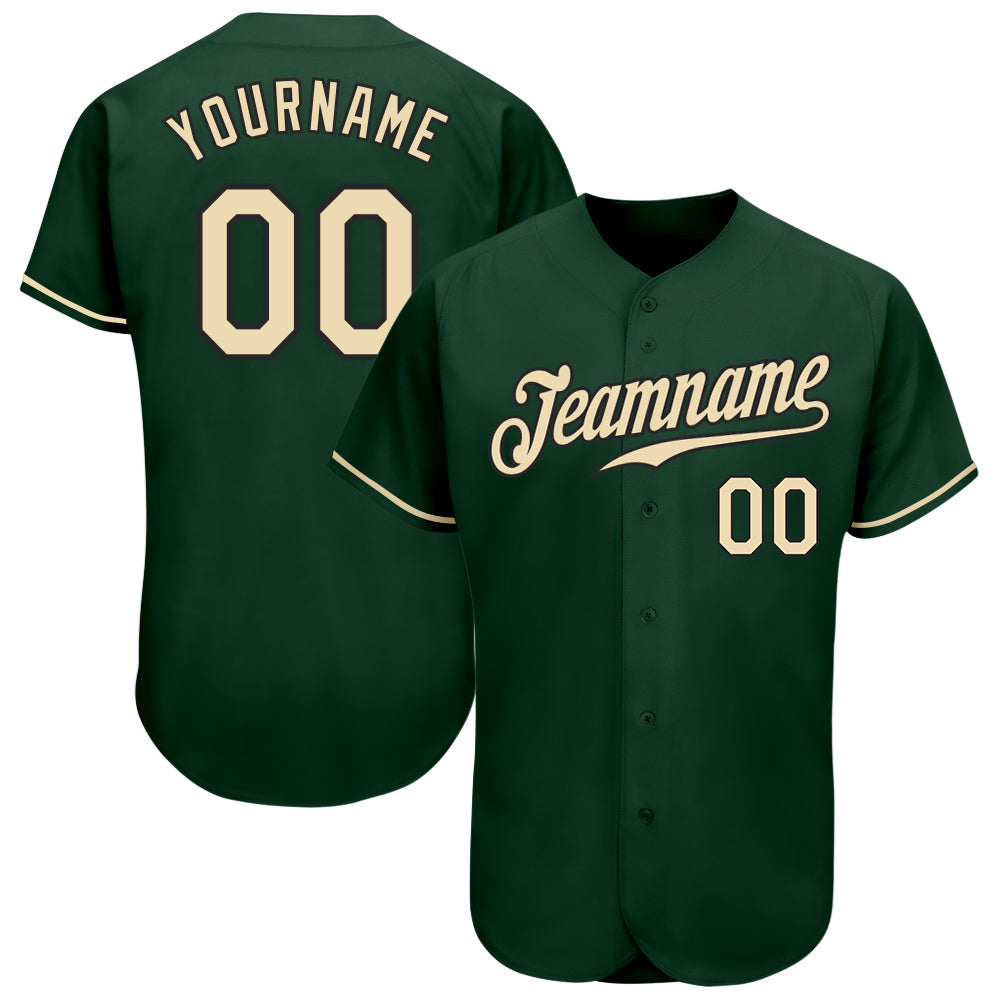 Custom Green Cream-Black Authentic Baseball Jersey - Sky-Custom