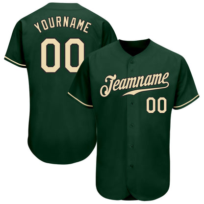 Custom Green Cream-Black Authentic Baseball Jersey - Sky-Custom