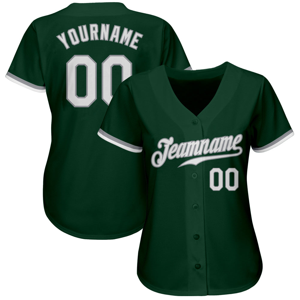 Custom Green White-Gray Authentic Baseball Jersey - Sky-Custom