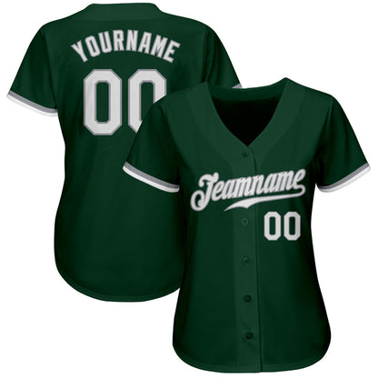 Custom Green White-Gray Authentic Baseball Jersey - Sky-Custom