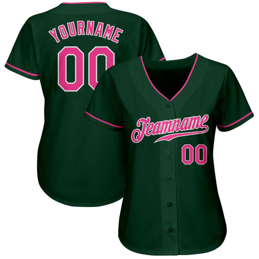 Custom Green Pink-White Authentic Baseball Jersey - Sky-Custom