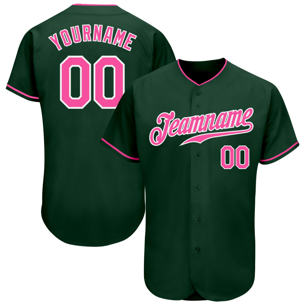 Custom Green Pink-White Authentic Baseball Jersey - Sky-Custom