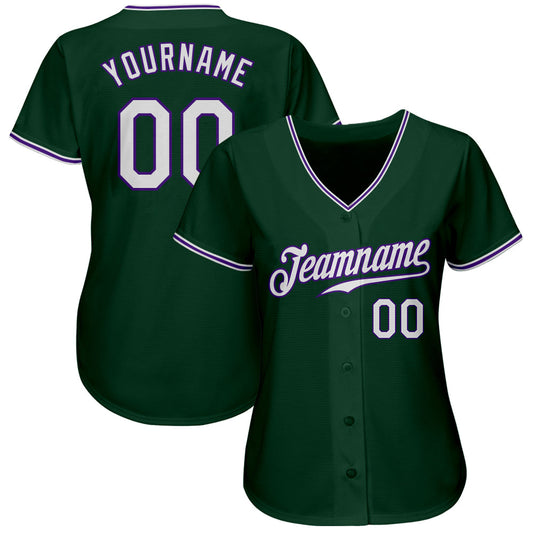 Custom Green White-Purple Authentic Baseball Jersey - Sky-Custom