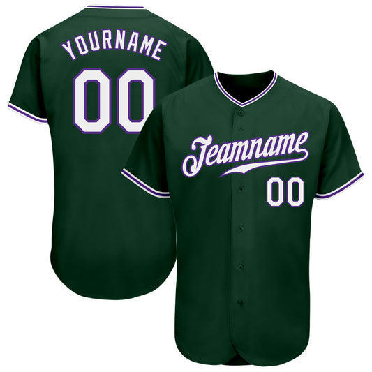 Custom Green White-Purple Authentic Baseball Jersey - Sky-Custom
