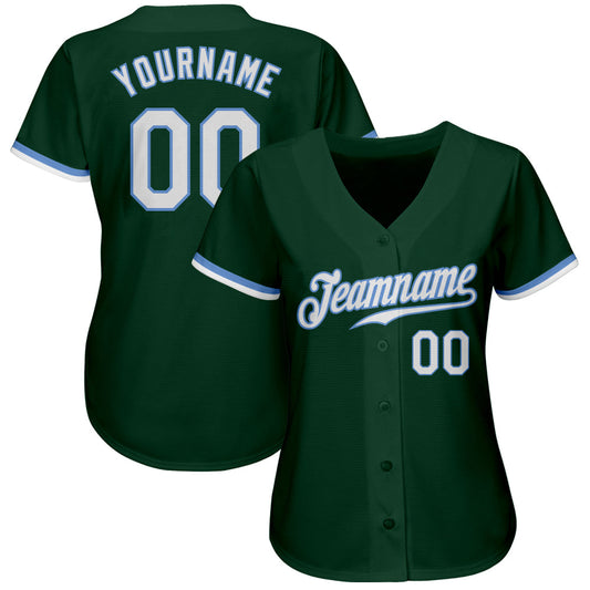 Custom Green White-Light Blue Authentic Baseball Jersey - Sky-Custom
