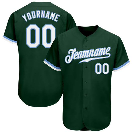 Custom Green White-Light Blue Authentic Baseball Jersey - Sky-Custom