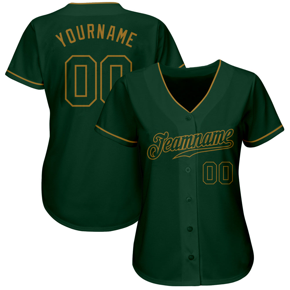 Custom Green Green-Old Gold Authentic Baseball Jersey - Sky-Custom