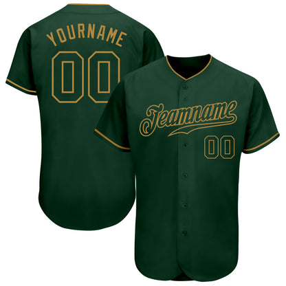 Custom Green Green-Old Gold Authentic Baseball Jersey - Sky-Custom