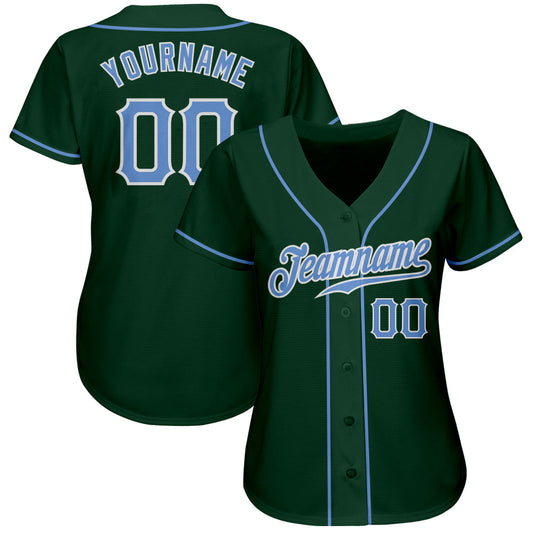 Custom Green Light Blue-White Authentic Baseball Jersey - Sky-Custom