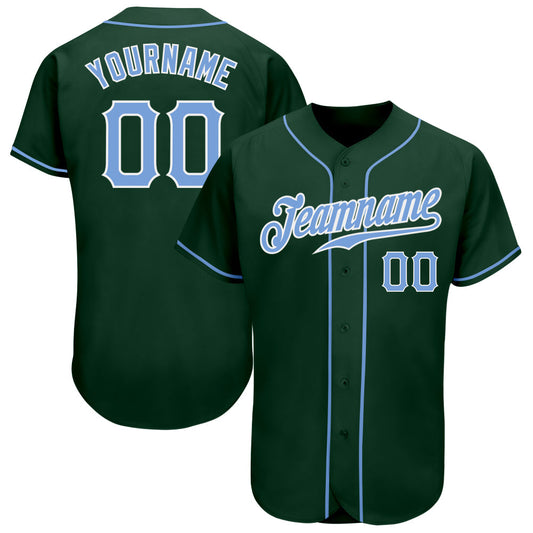 Custom Green Light Blue-White Authentic Baseball Jersey - Sky-Custom