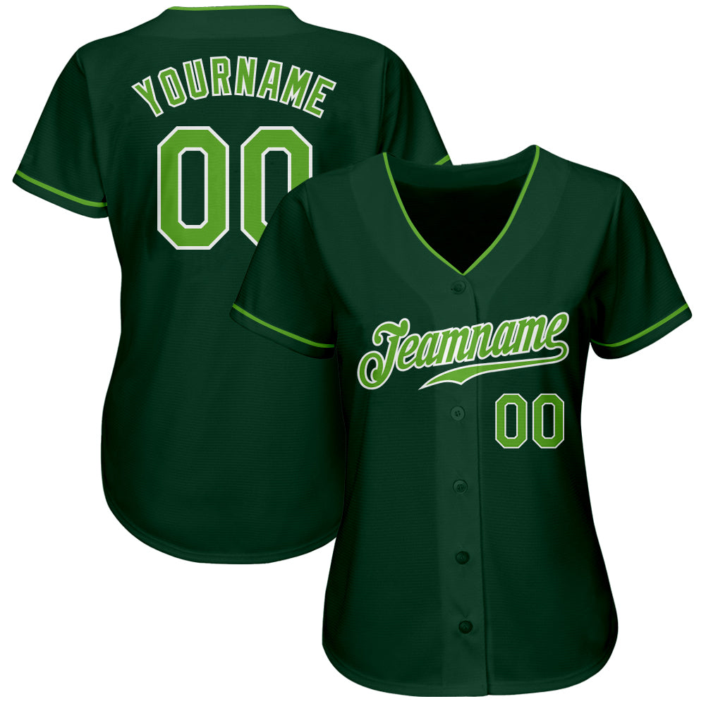 Custom Green Neon Green-White Authentic Baseball Jersey - Sky-Custom
