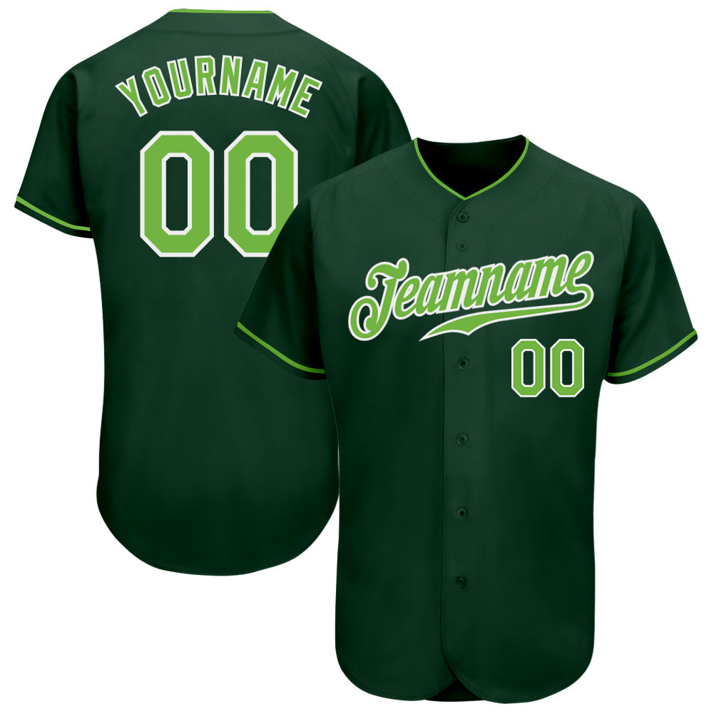Custom Green Neon Green-White Authentic Baseball Jersey - Sky-Custom
