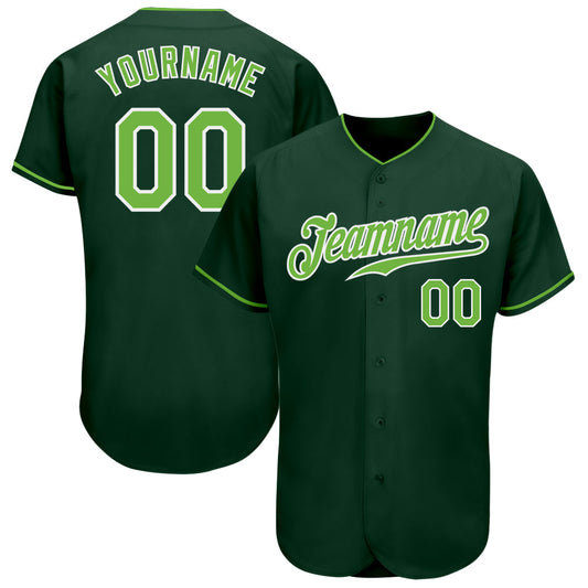 Custom Green Neon Green-White Authentic Baseball Jersey - Sky-Custom