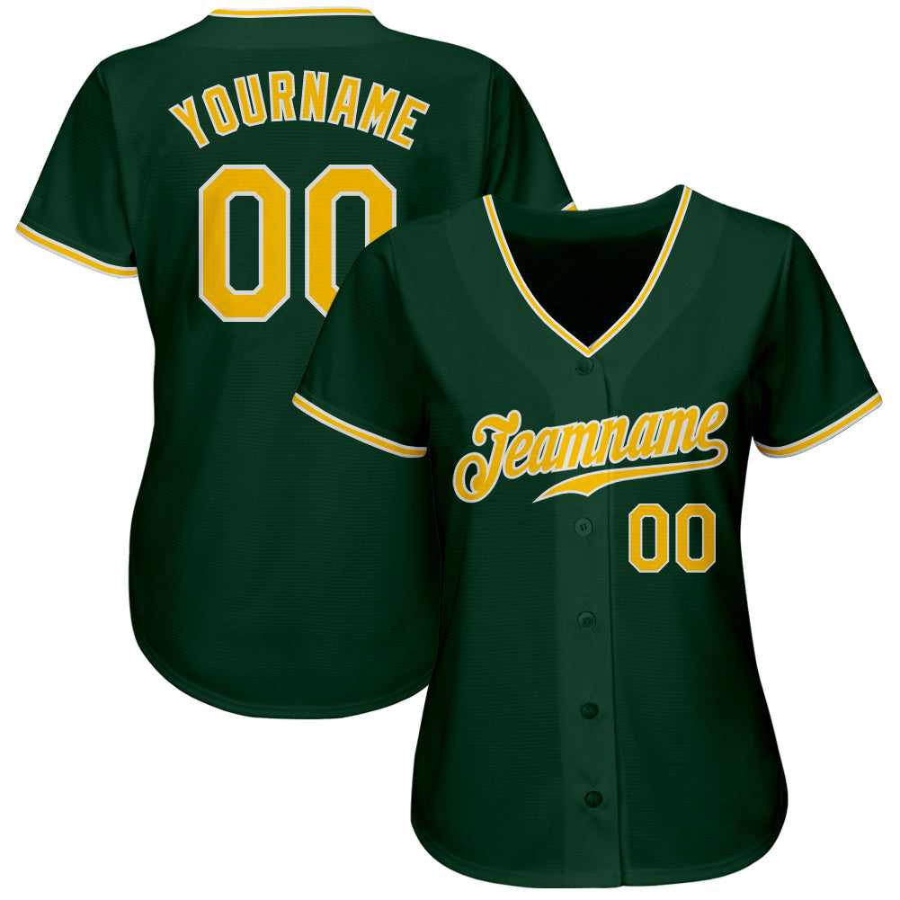 Custom Green Gold-White Authentic Baseball Jersey - Sky-Custom