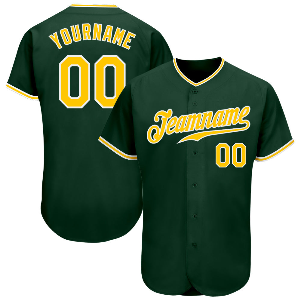 Custom Green Gold-White Authentic Baseball Jersey - Sky-Custom