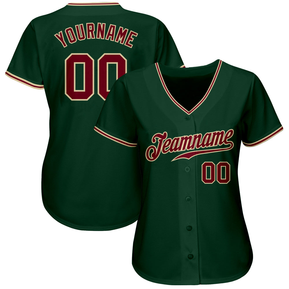 Custom Green Crimson-City Cream Authentic Baseball Jersey - Sky-Custom