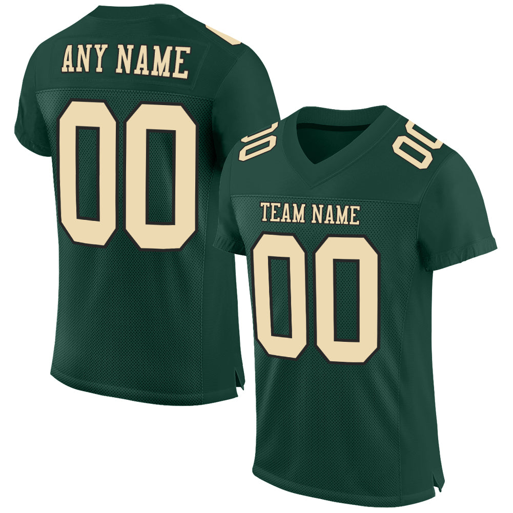 Custom Green Cream-Black Mesh Authentic Football Jersey - Sky-Custom