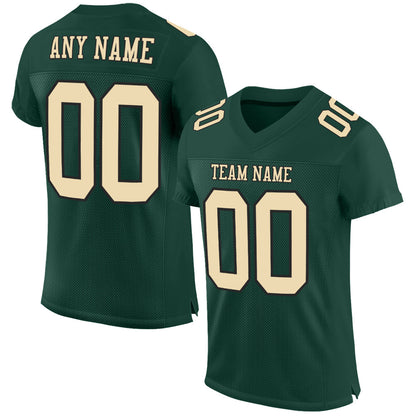 Custom Green Cream-Black Mesh Authentic Football Jersey - Sky-Custom