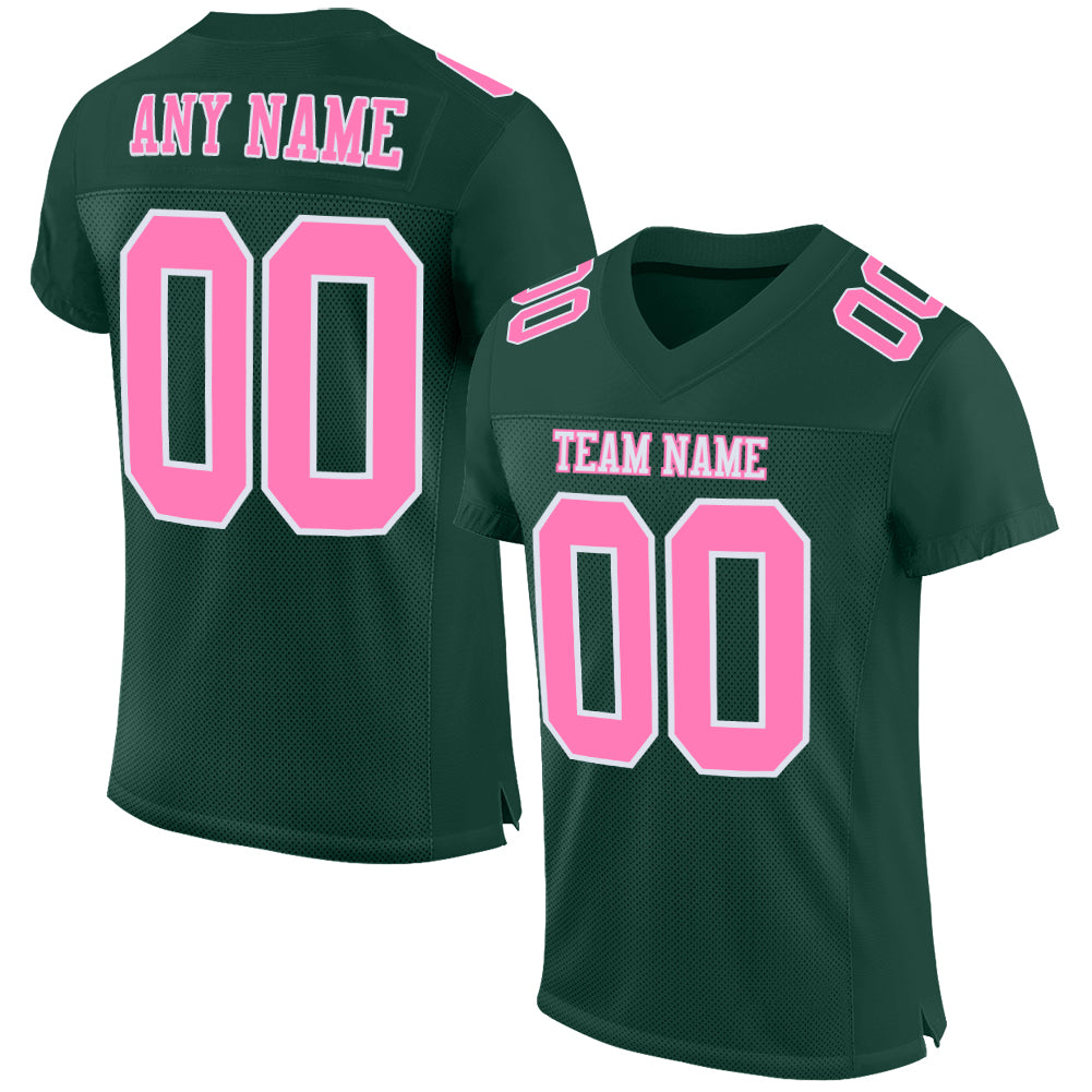 Custom Green Pink-White Mesh Authentic Football Jersey - Sky-Custom