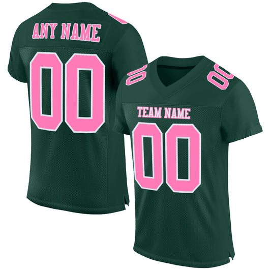 Custom Green Pink-White Mesh Authentic Football Jersey - Sky-Custom