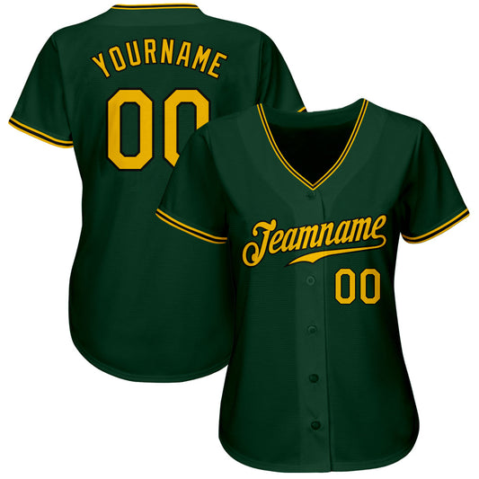 Custom Green Gold-Black Authentic Baseball Jersey - Sky-Custom