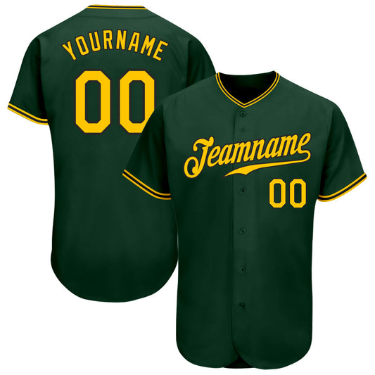 Custom Green Gold-Black Authentic Baseball Jersey - Sky-Custom