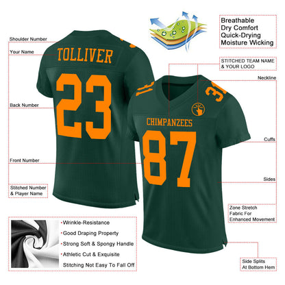 Custom Green Bay Orange Mesh Authentic Football Jersey - Sky-Custom