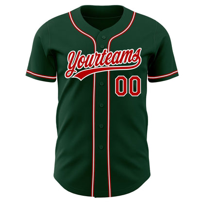 Custom Green Red-White Authentic Baseball Jersey - Sky-Custom