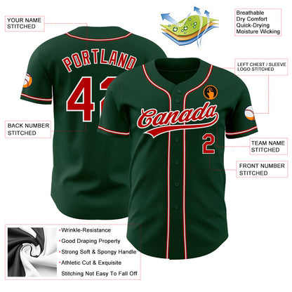 Custom Green Red-White Authentic Baseball Jersey - Sky-Custom
