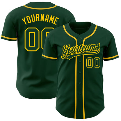 Custom Green Green-Gold Authentic Baseball Jersey - Sky-Custom