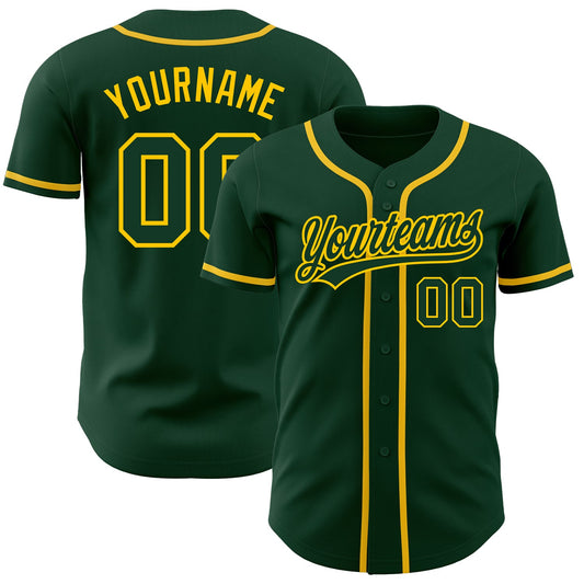 Custom Green Green-Gold Authentic Baseball Jersey - Sky-Custom