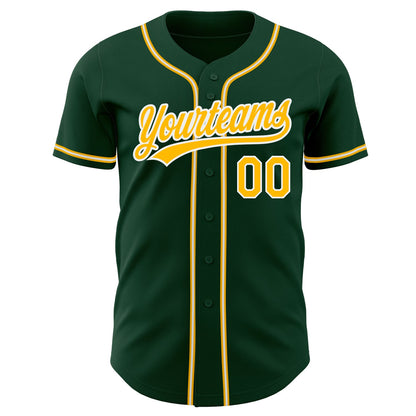 Custom Green Gold-White Authentic Baseball Jersey - Sky-Custom