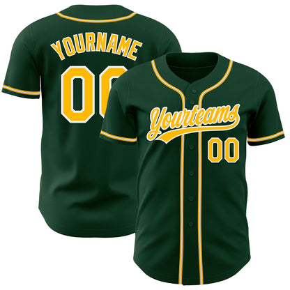 Custom Green Gold-White Authentic Baseball Jersey - Sky-Custom