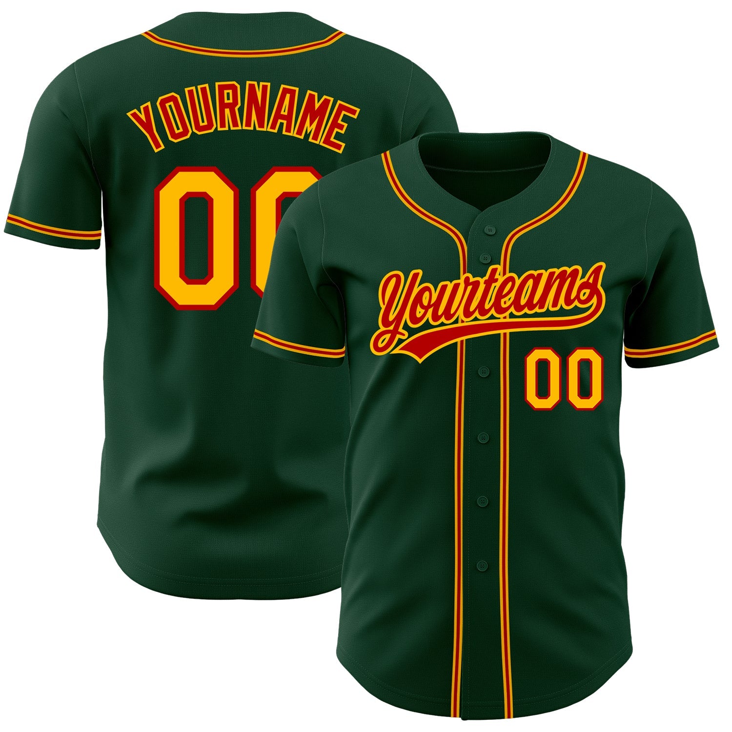 Custom Green Gold-Red Authentic Baseball Jersey - Sky-Custom